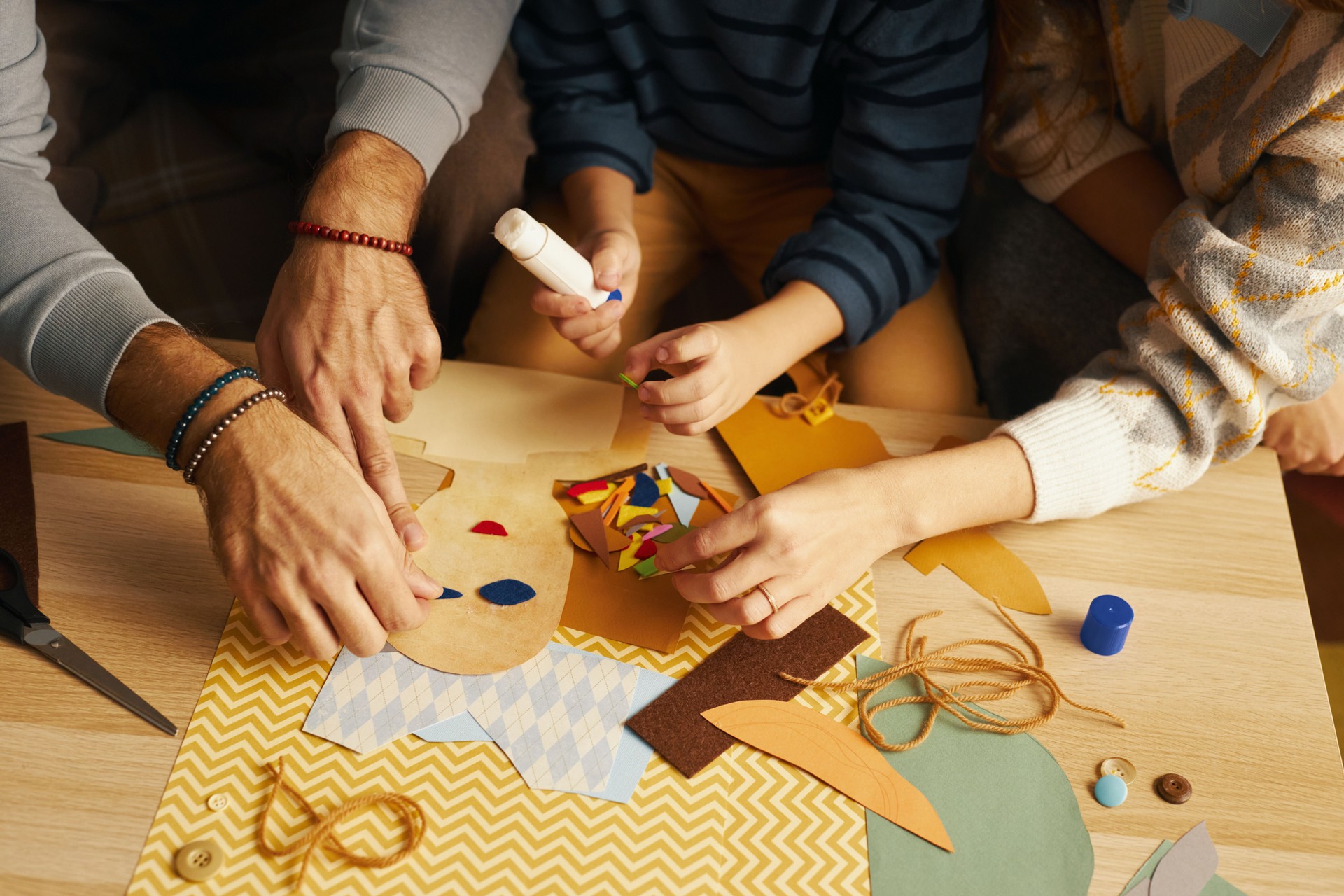 Crafting Together Family Creating Handmade Decorations